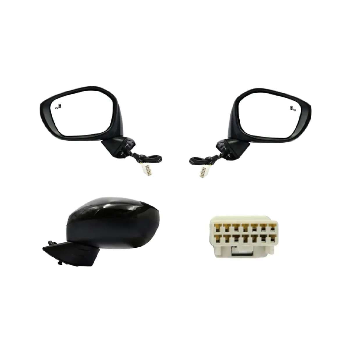 Par Espejos Eléctrico Honda Civic 4 Puertas 2022-2024 Negro Para Pintar Con Detector Punto Ciego 7 Pines