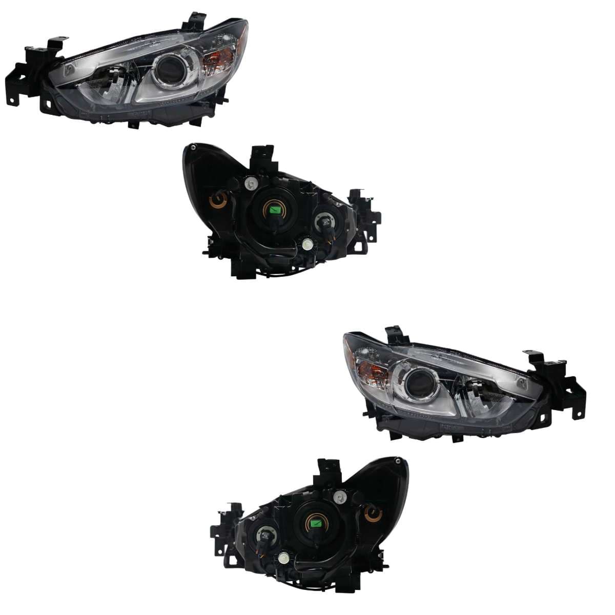 Par Faros Mazda MAZDA 6 2014-2018 Fondo Negro Con Lupa Mica Ámbar Para Halógeno