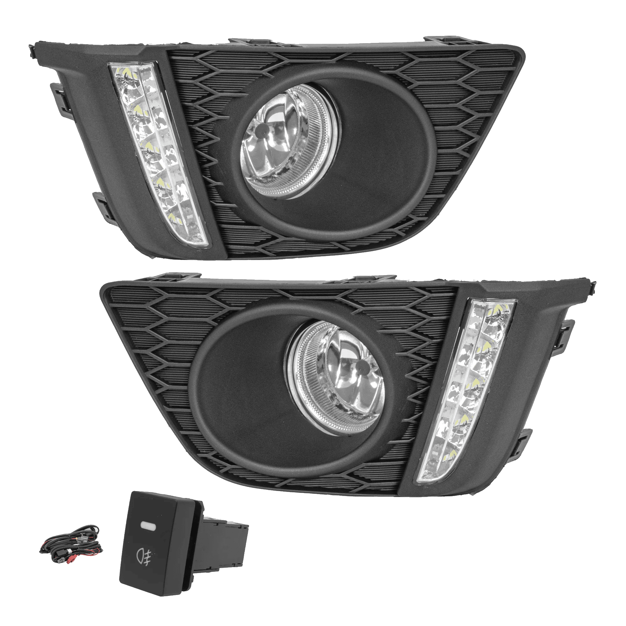 Kit faros niebla y luz DRL Honda Fit 2015-2017 KIT con arnes switch Universal y focos