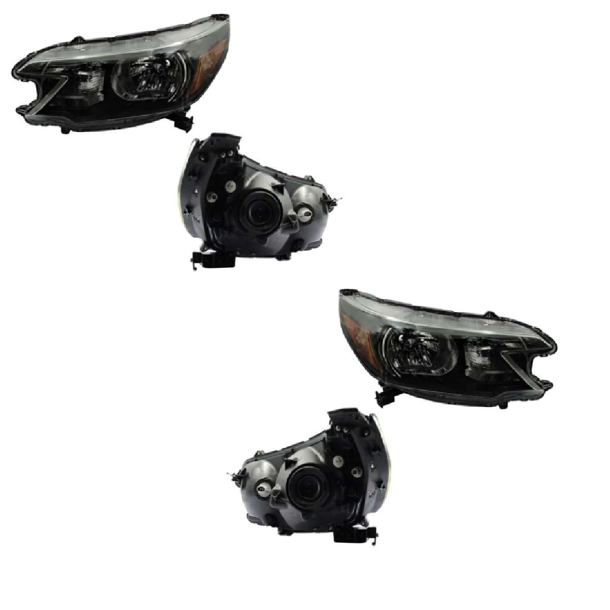 Par Faros Honda CR-V 2012-2014 Fondo Negro Mica Ámbar
