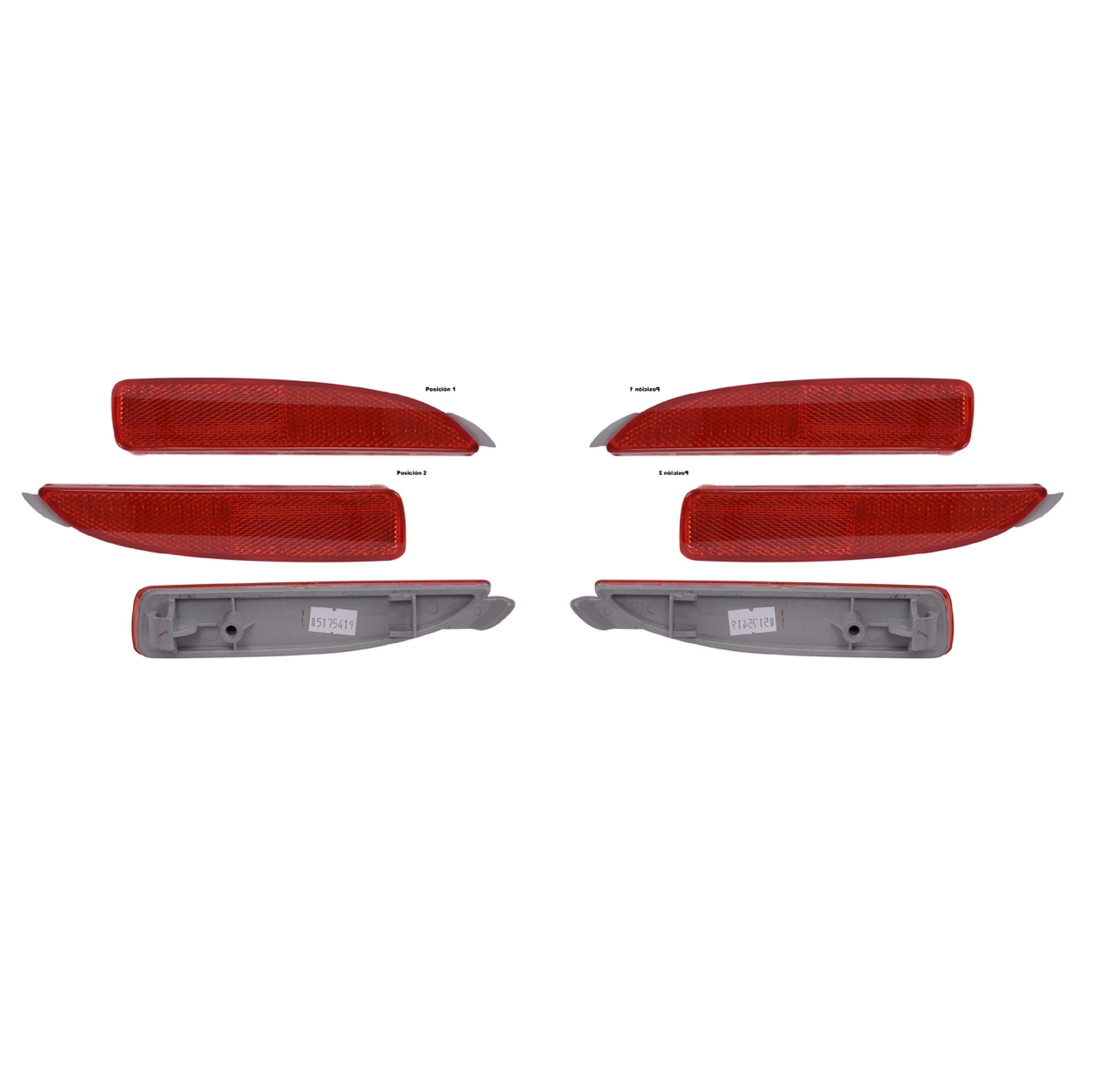 Par Cuartos Reflejante Lateral Traseros Mazda 3 2004-2009/6 2014-2018/5 2006-2010/5 Rojo 2011-2015 Depo