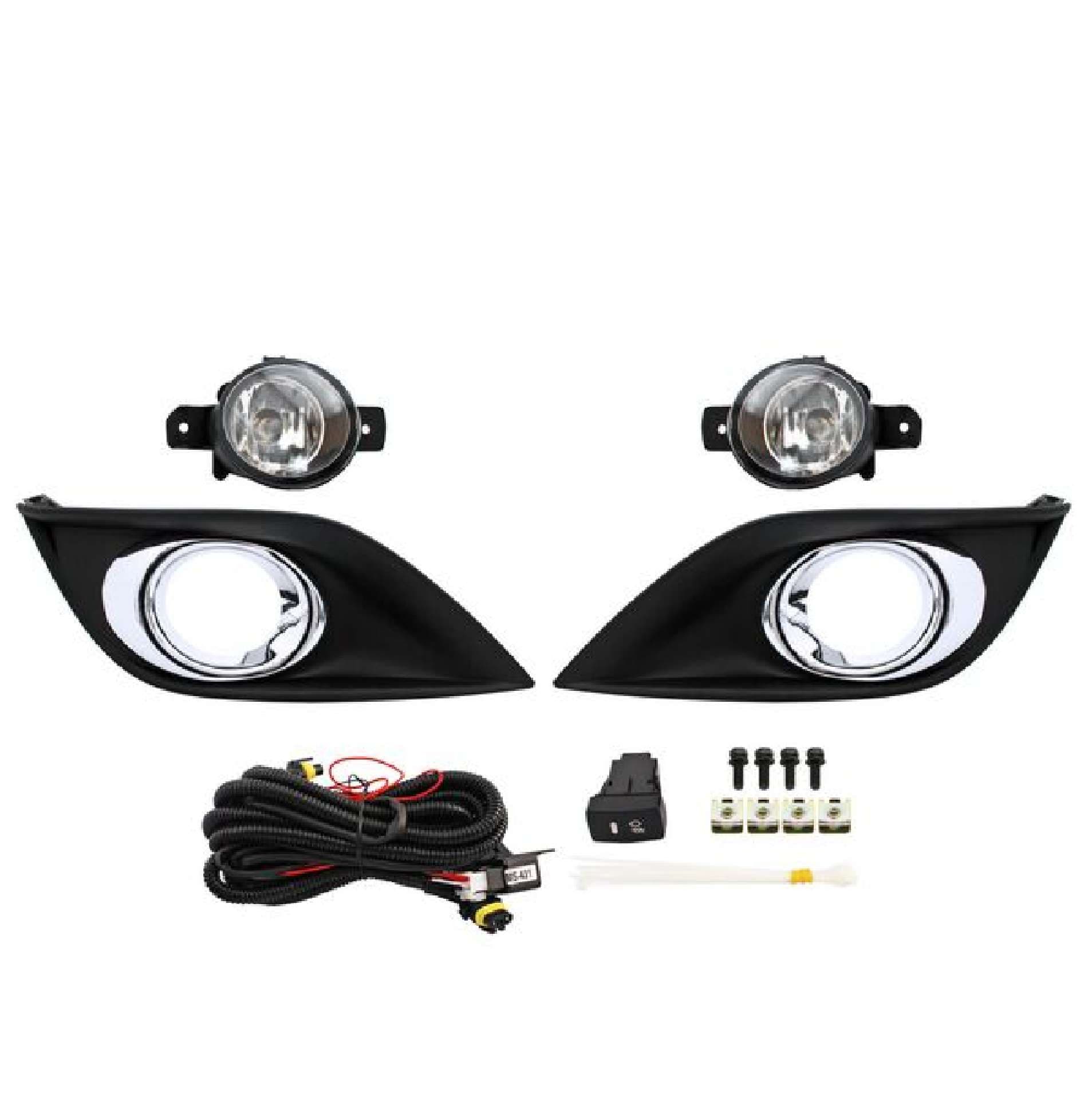 Faro Niebla Nissan Versa 2015-2019 Con Parrilla Filo Central Cromado Juego