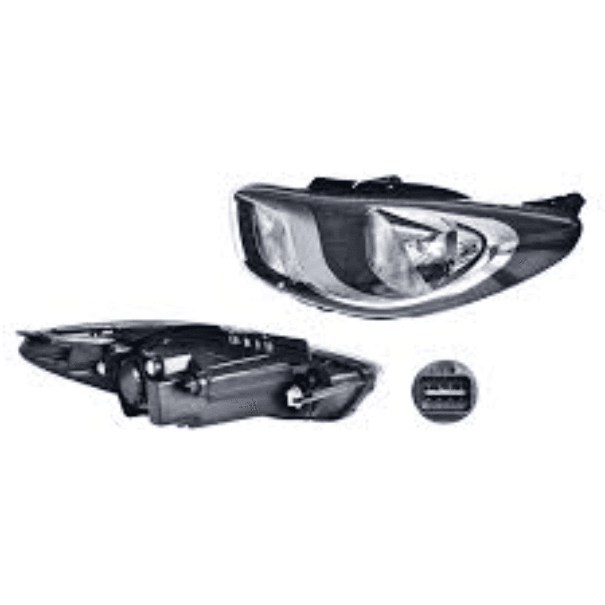 Faro Izquierdo Hyundai I10 2011-2014 Electrico Sin Motor Fondo Negro Para Foco Halogeno Depo