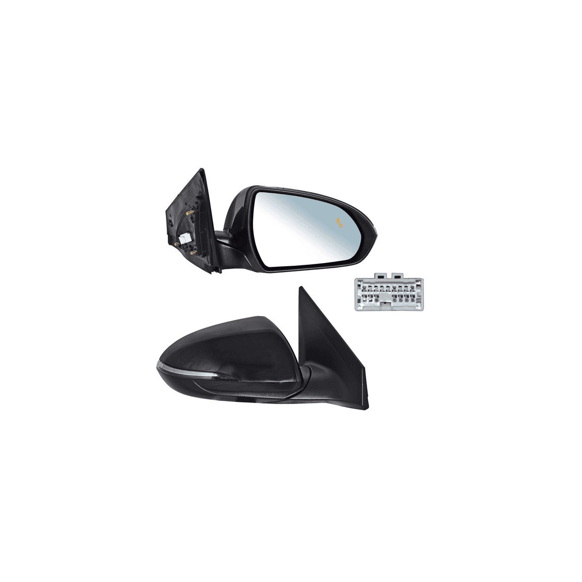 Espejo Para Hyundai Elantra 2019-2020 Electrico Para Pintar Con Desempañante Con Sensor Punto Ciego Con Direccional 8 Pines Derecho