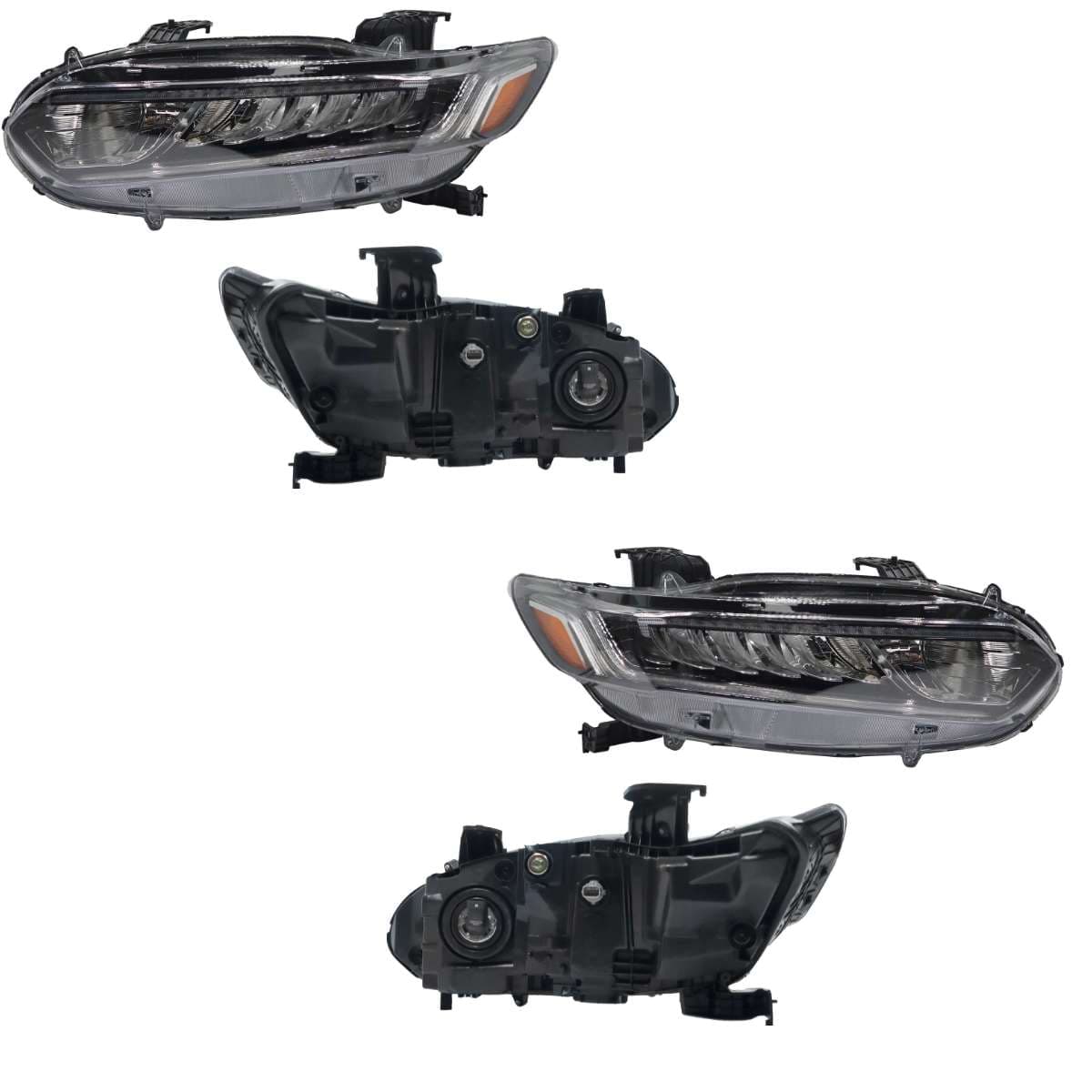 Par Faros Honda ACCORD SEDAN SPORT 4 Puertas 2018-2022 Fondo Cromado Con Led Mica Ámbar