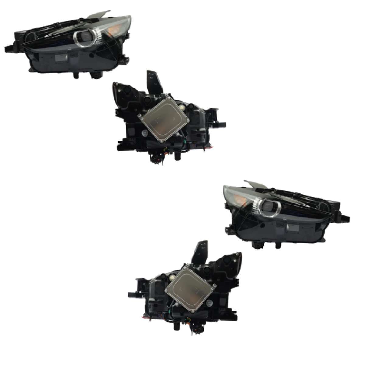 Par Faros Mazda CX-30 I-SPORT/MHEV 2020-2025 Fondo Negro Con Led Con Lupa Mica Ámbar