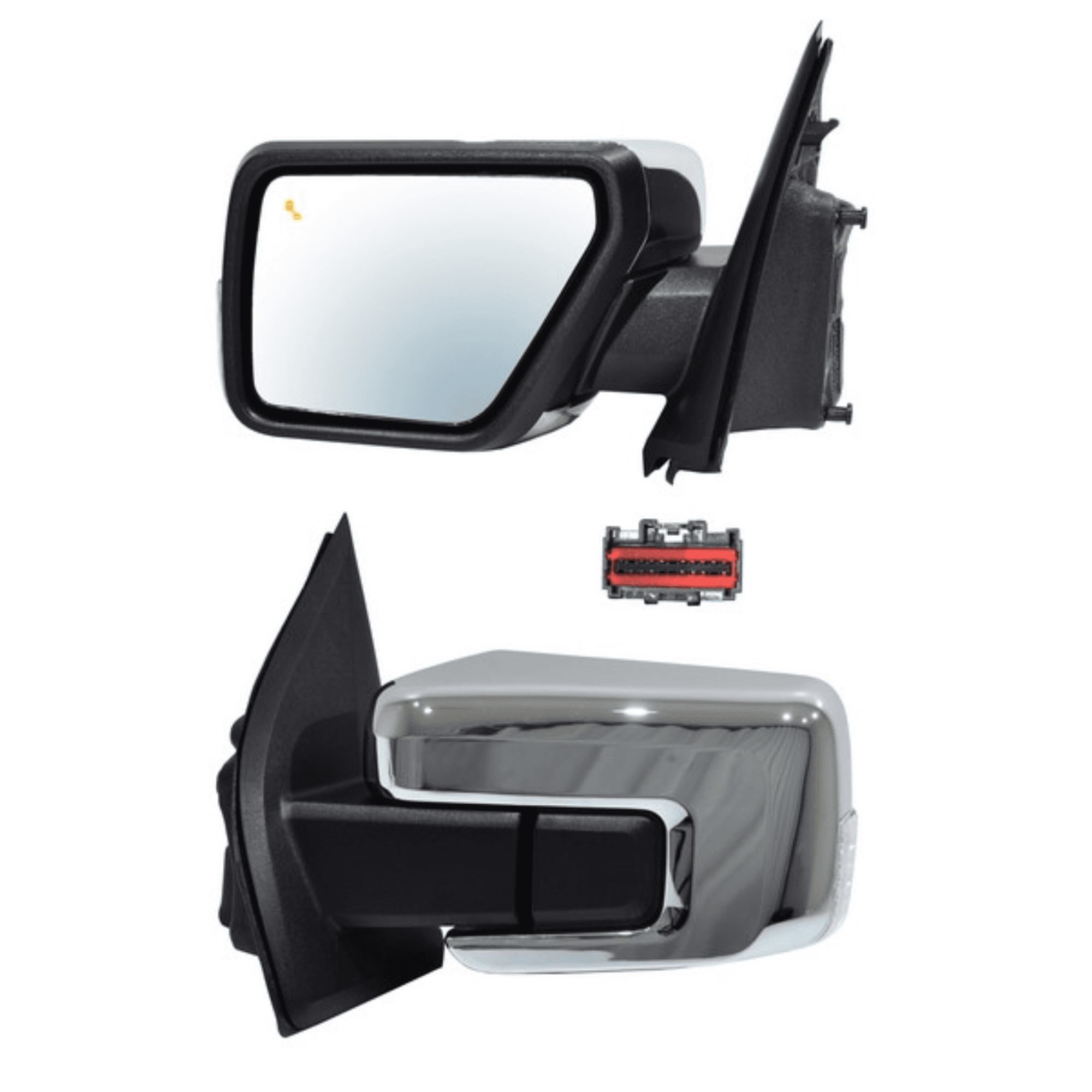Espejo Ford F-150 2021-2024 Electrico Cromada Con Direccional Con Desempañante Con Luz Inferior Con Sensor Punto Ciego Con Memoria Autoabatible 16 Pines Derecho