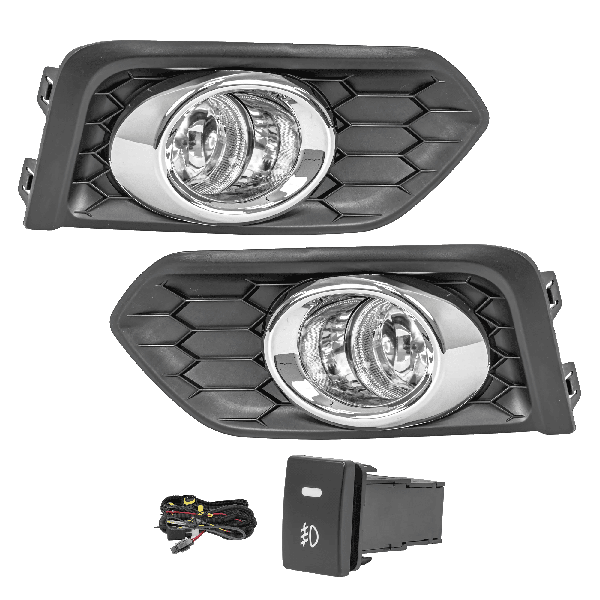 Kit faros niebla Honda City 2018-2020 filo cromo con arnes switch oem y focos
