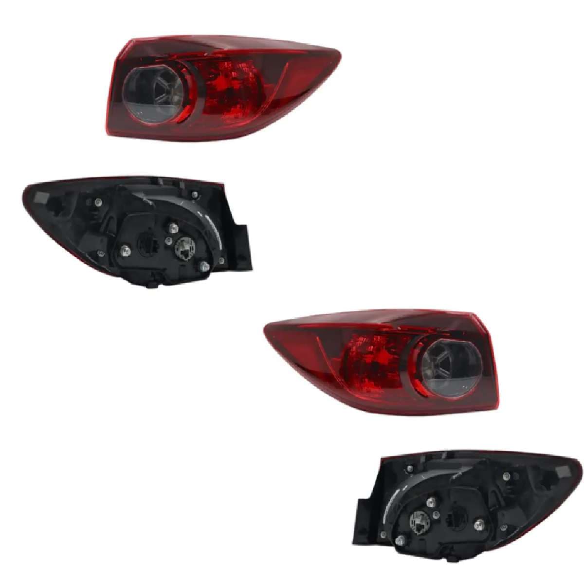 Par Calaveras Exterior Mazda 3 4 Puertas 2014-2018 Sin Arnés Con Soquet Para Halógeno Clara Blanco/Rojo